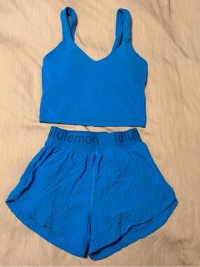 Lululemon Poolside blue Set, Logo Waistband HR Shorts 4 and Align Tank Top 6